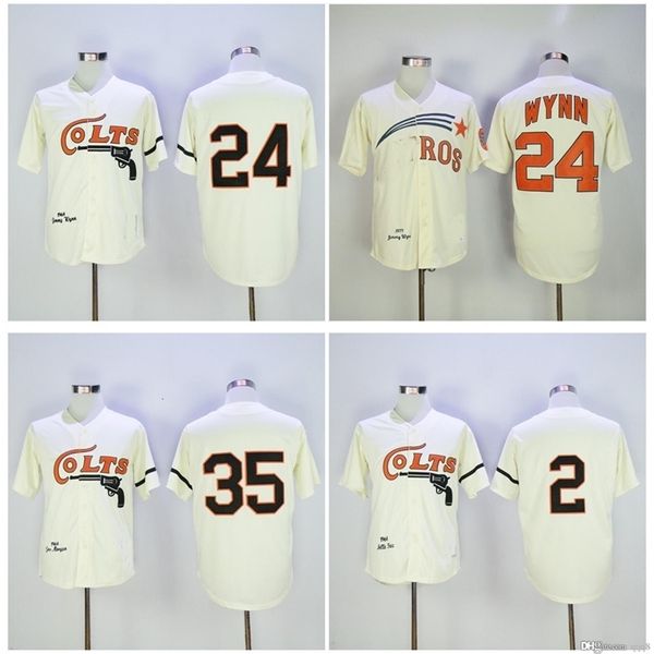 GlaVintage 1964 Maillots Houston Colt .45 24 JIMMY WYNN 2 NELLIE FOX 36 CLAUDE RAYMOND 35 JOE MORGAN Cream Retro Baseball