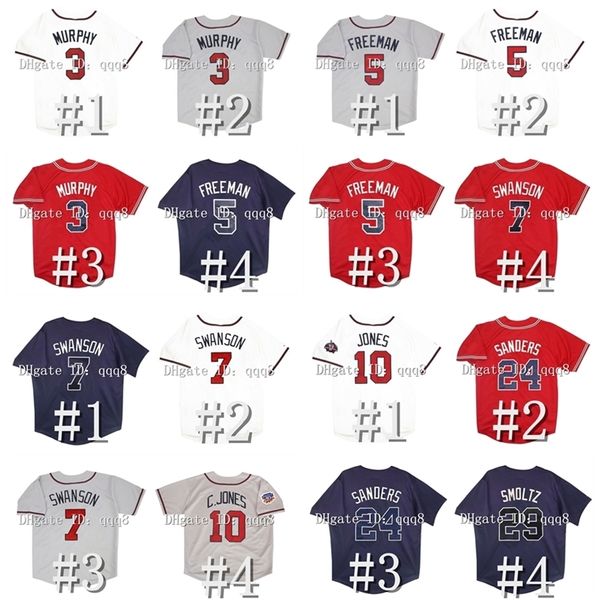 GlaVintage Atlanta Béisbol Jersey Hank Aaron Dale Murphy Freddie Freeman Dansby Swanson Chipper Jones Deion Sanders John Smoltz Greg 31 Maddux