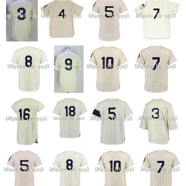 GlaVintage Maillot de baseball BABE RUTH MANTLE JOE DIMAGGIO LOU GEHRIG 8 YOGI BERRA 16 Whitey Ford Thurman Munson Don Larsen Phil Rizzuto Rétro