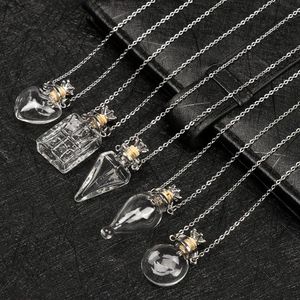 Glazuur flacon ketting te openen waterdruppel hart stalen ketting aandenken etherische olie hanger gedenkteken sieraden parfum kettingen264O