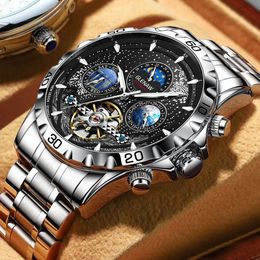 Relojes para hombre de diseño GLENAW, relojes automáticos de negocios a la moda de lujo de primeras marcas, reloj mecánico resistente al agua para hombre 240115
