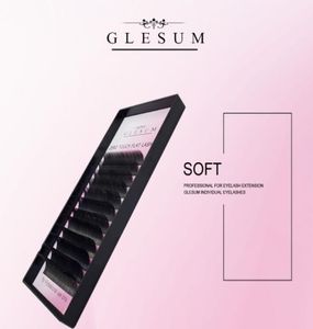 GLESUM SUPER Soft Mixed Ellipse Extension Lashes 12 Lijnen Zwart Matte Kasjmier platte wimpersvormige salon Make -up wimpers3441251