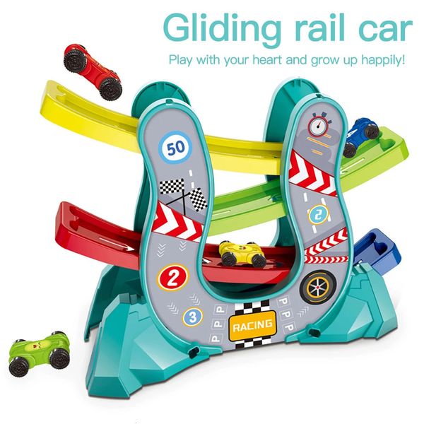 Rampe de voiture de glisse RAcer Car Race Track Car 4 niveaux Zig Zag Rampe Car Racing Toy Véhicules pour l'éducation des tout-petits Cadeau d'apprentissage 240131