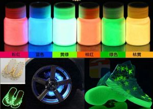 Paillettes 100g / lot Pigment lumineux Pidre de phosphore, pigment photoluminescent 10 ColorX10g Glow le nuit de vernis à ongles revêtement