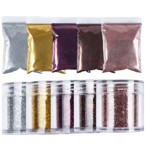 Glitter 10pcs/set dorado plateado plateado para accesorios de manicura en polvo de uñas Artesanías de bricolaje Decoración de decoración suministros de uñas Profesional 0.2 mm