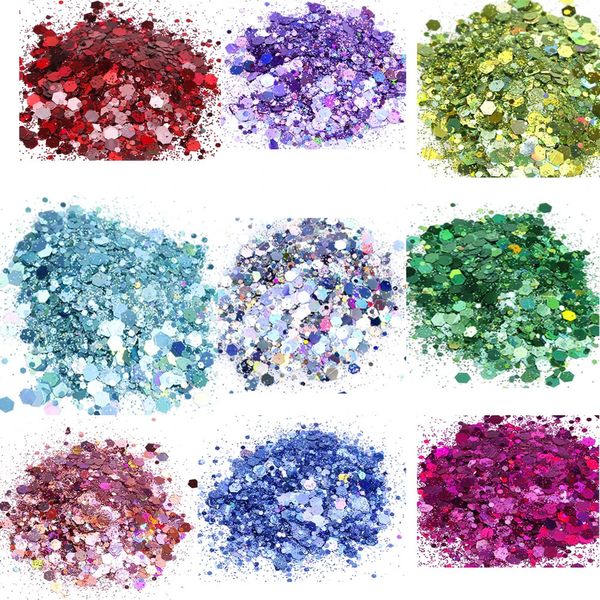 Paillettes 1kg Paillettes floquées holographiques 1000g en vrac Chunky Fine Mixte Nail Art Glitter CHUNKY GLITTER MIXED Paillettes HOLOGRAPHIQUES 240220