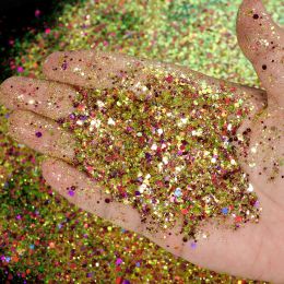 Glitter 1kg Twinkle Gold Nail Art Glitter Diy Bulk Mix Zhexagonale vlokken Pailletten Holografische dikke manicure Flash Crafts Decoratie 1kgp