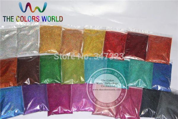 Paillettes 24 couleurs holographiques laser 0,1 mm poudre de paillettes fines pour la décoration des ongles et autres accessoires de bricolage