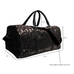 Glitter Black Leopard Travel Bag Grote Capaciteit Blauwe Duffle Handtas Overnachting Weekend Tote Bag