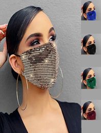 Paillettes Bling Sequins Masque masque à poussière Lavable Vent-vent réutilisable Maska avec une boîte de nuit d'Earloop réglable Masques 9353697
