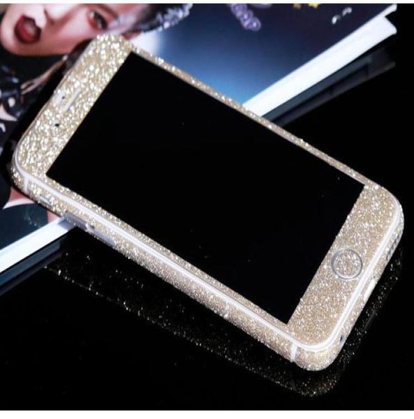 Glitter Bling Shiny Etiqueta de cuerpo completo Protector de pantalla de piel mate para iphone7 7plus 6 6S plus 5 5S Samsung S7 edge S8 plus FrontB5355789