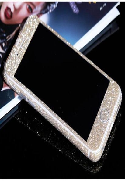 Glitter Bling Brillant Autocollant Complet Du Corps Mat Protecteur D'écran De Peau Pour iphone7 7plus 6 6S plus 5 5S Samsung S7 bord S8 plus FrontB7166775