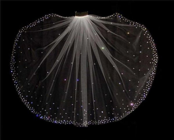 Glitter Bling Sparkling de alta calidad Cristales de 1 capa Vétiles de boda con accesorios nupciales de marfil blanco de peine x07263496540