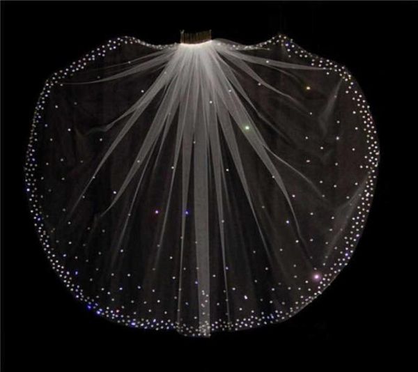Glitter Bling Sparkling de alta calidad Cristales de 1 capa Vétiles de boda con accesorios nupciales blancos de marfil blanco x07265846080