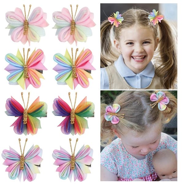 Pinzas para el pelo de mariposa con purpurina, horquilla con lazo teñido para mujeres y niñas, lazos para el pelo de hilo, pasadores, accesorios para el cabello