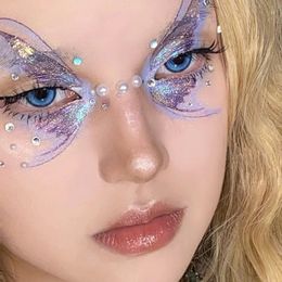 Paillettes Butterfly tatouages ​​autocollants ange ailes oeil autocollants peinture faciale autocollants enfants autocollants maquillage maquillage coiffure autocollants