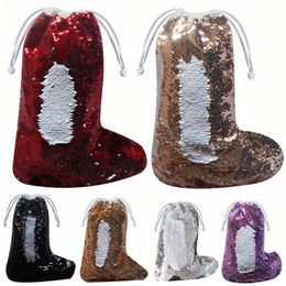 Glitter Christmas Stocking Rood Wit Zwart Paars Champagne Sequin Xmas Stocking Kids Santa Geschenken Opbergtas