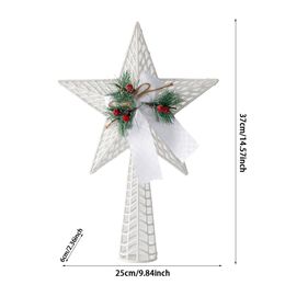 Glitter Christmas Tree Topper Adornos de estrellas de cinco puntas de Navidad Pine Cone Pentagram Topper Decor NaviDad Año Nuevo