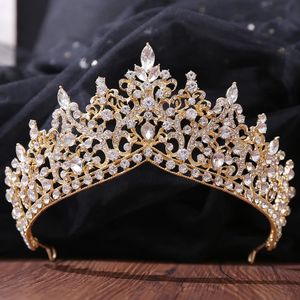 Glitter Clear Crystals Chéchants Accessoires de mariage Baroques Couronnes Gold Silver Bridal Tiaras Rimestones Head Pieces Femmes Quinceanera Couronne