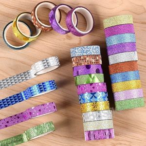 Glitter Kleuren Zelfklevende Tapes DIY Hand Account Gereedschap Scrapbook Diary Kleurrijke Papier Lijmen Tape Woondecoratie Sticker 2016 BH5583 TYJ