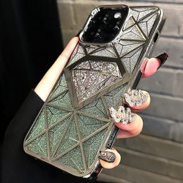 Étui de téléphone à paillettes Diamond Placing pour iPhone 15 14 13 Pro Max 12 11 Bling Gradient Color Soft TPU Cover pour iPhone 15pro 14pro