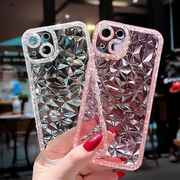 Funda de teléfono transparente con diamantes brillantes para iPhone 14Pro Max 13 12 11 XS Max XR X 7 8Plus, funda de silicona a prueba de golpes