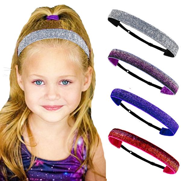 Bandeaux élastiques scintillants tissu de velours extensible antidérapant pour Tween adolescents enfants filles extensible entraînement accessoires de cheveux de mode