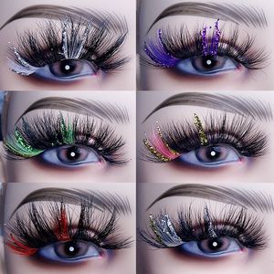 Glitter Eyelashes 25mm Fluffy Streaks Cosplay Lashes Real 3D Vison Cheveux Maquillage Beauté Cils Individuels Extension Supply E420