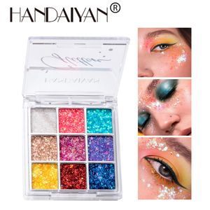 Glitter Paleta de sombras de ojos Maquillaje 9 colores Body Glue Gel Pallete Colorful Shimmer Sparkle Sombra de ojos Larga duración Profesional Rainbow Stage Face Paint