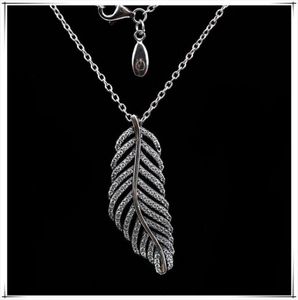 Glitter Feather ketting 925 Sterling zilver voor p Jewelry mode hoogwaardige elegante dames ketting met originele doos 273618080