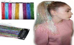 Extensions de cheveux scintillants, guirlande de cheveux scintillante avec Clip, reflets, faux brins, 1 pièce, Clip en Bling5959810