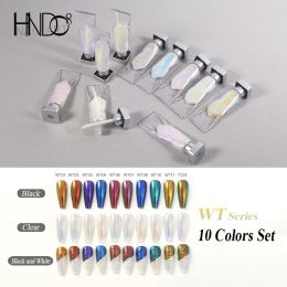 Glitter Hndo de 10 colores Set Liquid Chrome Powder Aurora Efecto metálico para manicura profesional Manicure Nails Pigment WT Serie