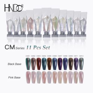 Glitter Hndo 11 couleurs Set Aurora Liquid Chrome Powder Mirror Effet pour la série professionnelle de la manucure de Nail Art Moonlight Pigment CM