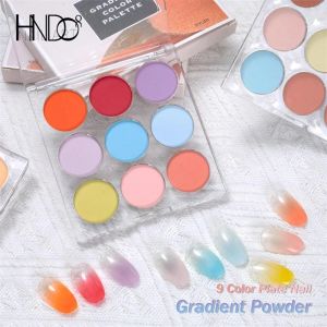 Glitter Hndo Nieuwe Spring Summer 9 In 1 Case Solid Powder Gradient Powder Nail Glitter voor Nail Art Decor Manicure Design Pigment Dust