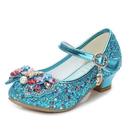 Paillettes enfants pas cher filles talons hauts chaussures pour enfants enfants princesse sandales cravate noeud bébé fille filles chaussures pour fête de mariage