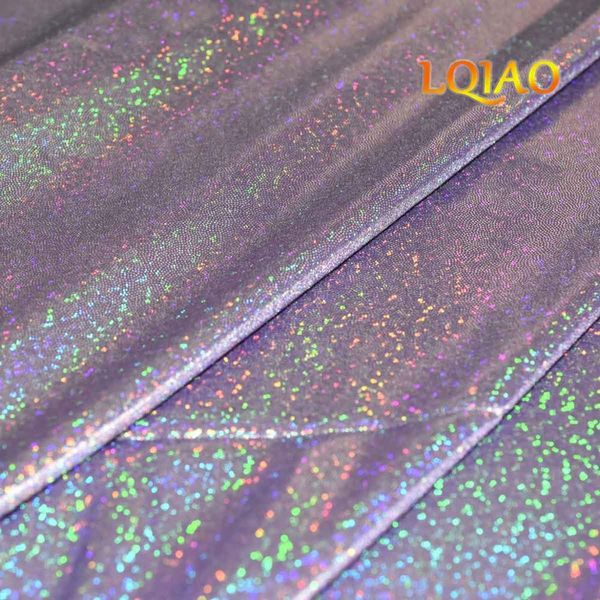 Brillo láser lavanda tela de lentejuelas de poliéster holográfico iridiscente fondo de fiesta de boda muñeca ropa decoración Material DIY
