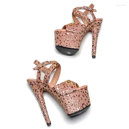 Glitter leecabe sandalen bovenste luipaard inch cm dames splatform feest hoge hakken schoenen paal dansen v hoes