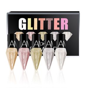 Glitter vloeibaar eyeliner potlood 5 stks / set vrouwen cosmetische zilveren rose gouden diamant eyeliner pen