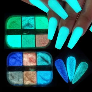 Glitter Lumineuze nagelglitterpoeder Neon Glow in de donkere gemengde fosforpoeder Powers Pigment Fosfor Shining Nail Art Decorations