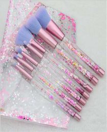 Glitter make -upborstels 7 pcsset Transparante kristalborstel met PVC Pouch Glitter Crystal Makeup Brush Set DHL 4679033