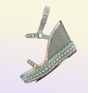 Glitter mini cuir pyradiams 110 mm féminins sandales dame s coins cristal pics plate-forme haute talons hauts robe de mariée 8163024