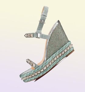 Glitter mini cuir pyradiams 110 mm féminins sandales dame s cales cristal pics plate-forme hauts talons partage robe de mariée 8208380