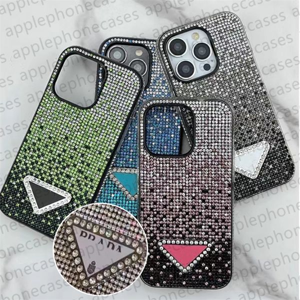 Glitter Phone Case Designer iPhone Case pour iPhone 15 Pro Max Cases Apple iPhone 14 11 12 13 Pro Max X XR XS Bling Sparkling Gradient Strass Diamant 3D Crystal Cover