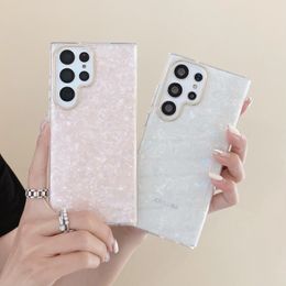 Étui de téléphone à paillettes Études en marbre de coquille appropriées pour Samsung S23 S22 Ultra Luxury Design Scratchproof Thasy