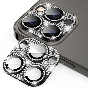 Glitter Rhinestone Camera Lens Screen Protector Cover voor iPhone 14 13 12 11 Pro Max Metal Ring Protector Film voor Apple 13 12 11Pro 14