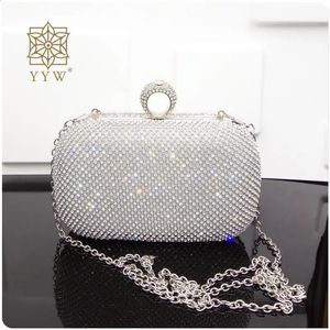 Glitter Strass Dames Diamanten Clutch Tassen Bruiloft Gala Diner Handtas Portefeuilles Met Ketting Dames Banket Avond Portemonnee 240131