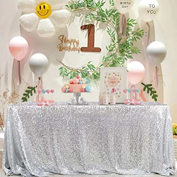 Mesa de lentejuelas de brillo Tapa de tela rectangular cubierta del mantel rosa de oro para la fiesta de cumpleaños de la boda Decoración del hogar Tamaño personalizado 231221