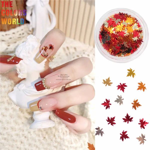 Paillettes TCT242 Fames de feuille d'automne 5 mm Maple feuille à ongles paillettes Nail Art Décoration Gel Face Pagent de paille