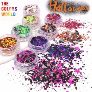 Paillettes TCT839 Halloween Nail paillettes paillettes Couleurs mélangées Pumpkin Skull Sequins DIY Nails Decoration Paillettes Gel Polish Supplies