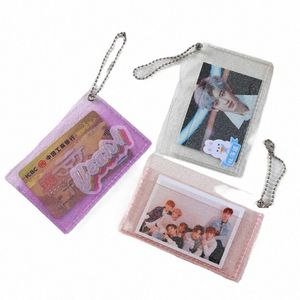 Glitter Transparent étanche PVC femmes carte Case Busin porte-carte hommes carte de crédit sac ID Mini portefeuille filles Coin Purs T70R #